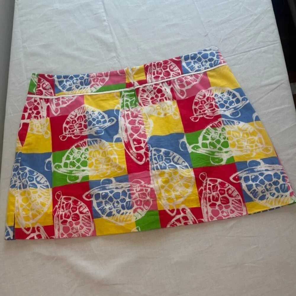 Lilly Pulitzer Rollin' Turtle Colorblock Chino Skort Size 6 HTF Print Women's